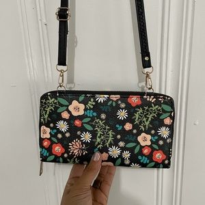 Floral crossbody purse with detachable wallet